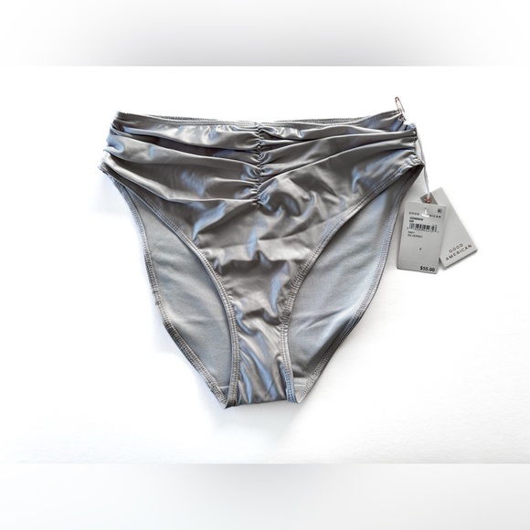 Good American Good Waist Ruched Bikini Bottom, New With Tags, Silver - Picture 4 of 10